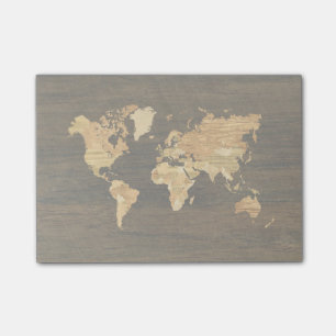 Bloco De Notas Mapa Mundial de Madeira