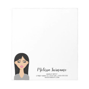 Bloco De Notas Maquiadora Personalizada Mulher Cabelo Preto