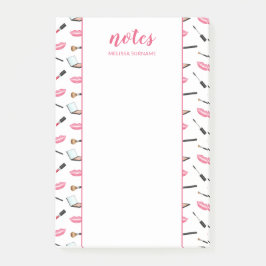 Bloco De Notas Maquiagem Com Lábios Rosas & Título Personalizado 