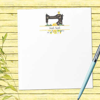Bloco De Notas Máquina de serra Floral Amarela Personalizada