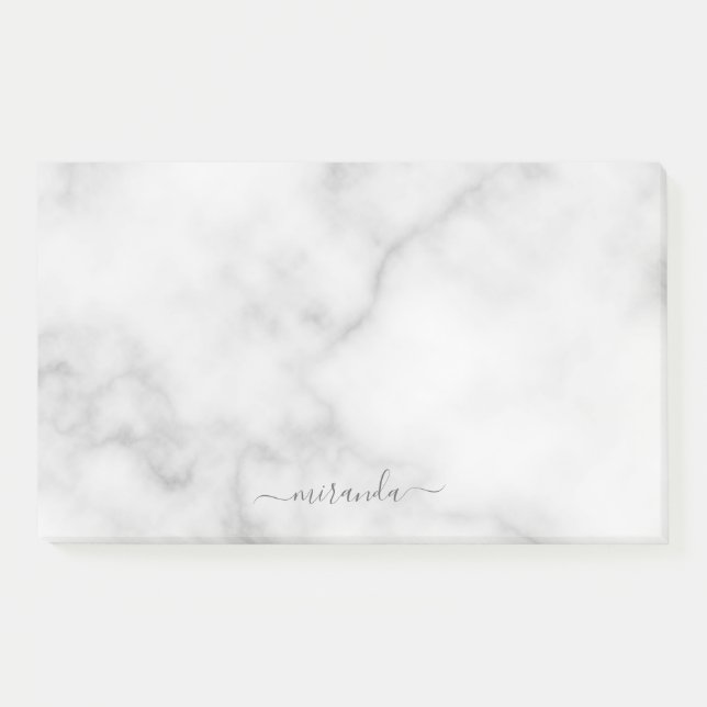 Bloco De Notas Marble Branco de Nome Personalizado de Script Mode (Frente)