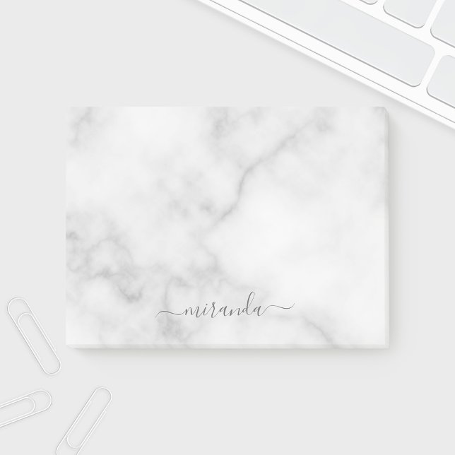 Bloco De Notas Marble Branco de Nome Personalizado de Script Mode (Criador carregado)