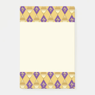 Bloco De Notas Mardi Gras Carnaval de Harlequin, Dourado Fleur de