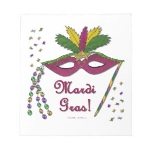 Bloco De Notas Mardi Gras Mask Feather Miçanga