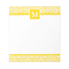Bloco De Notas Margaridas Amarelas de Primavera Monograma
