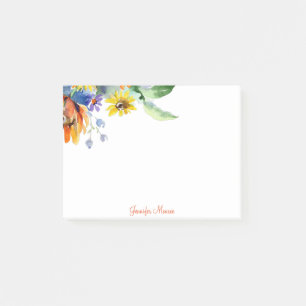 Bloco De Notas Margaridas em aquarela personalizadas