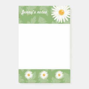 Bloco De Notas Margaridas no Verde com Título Personalizado