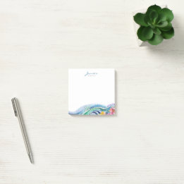 Bloco De Notas Marinha Bohemiana Blue & Turquoise Waves