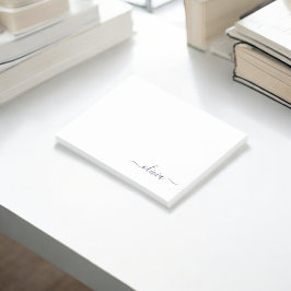 Bloco De Notas Marinho Azul Branco Script Moderno Girn Nome do Mo