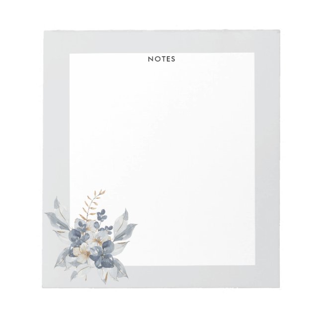 Bloco De Notas Marinho Azul Moderno Buquê Floral Bridesmaid (Frente)