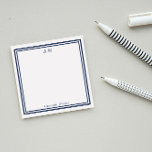 Bloco De Notas Marinho Azul Monograma<br><div class="desc">Notas postadas monogramadas com um quadro azul marinho. Adicione suas iniciais e nome. Um design elegante.</div>