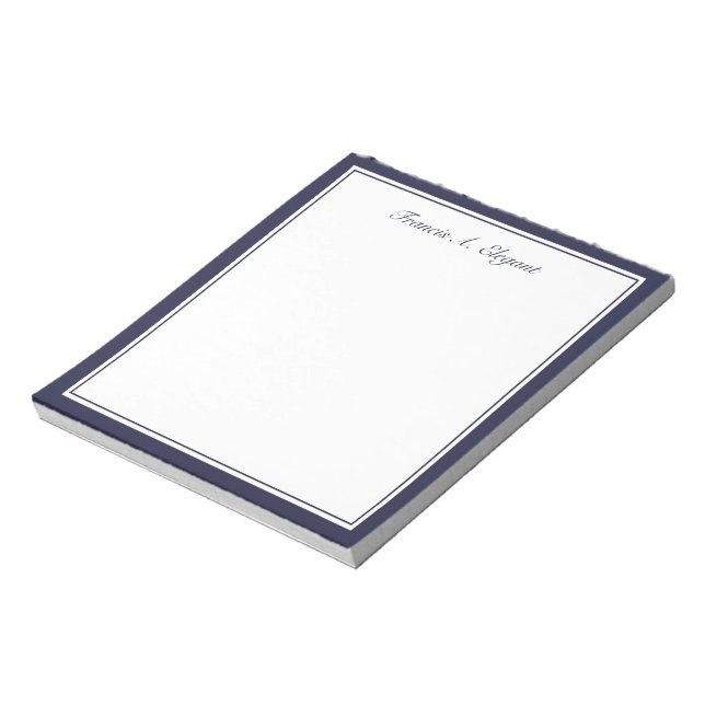 Bloco De Notas Marinho Blue Border Personalizado Note Pad (Invertido)