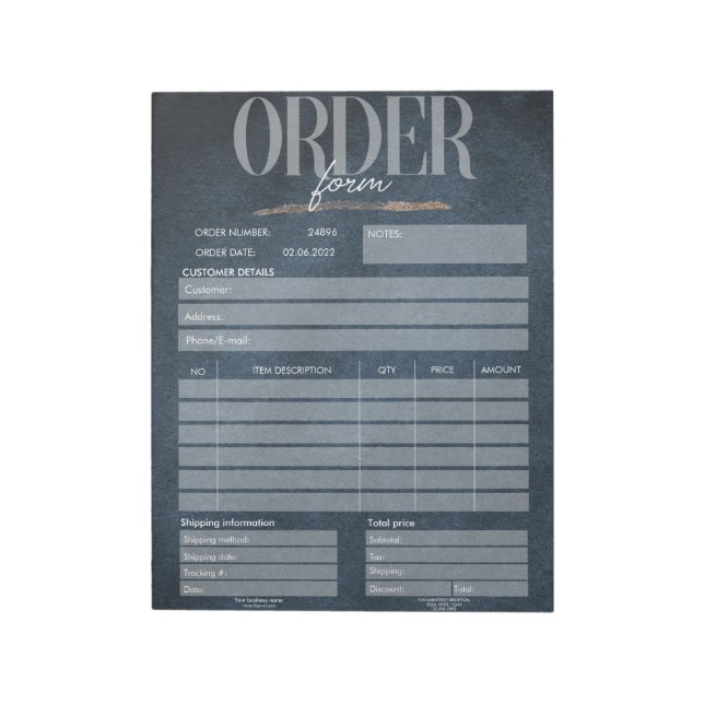 Bloco De Notas Marinho Blue Business Order Form Notepad (Invertido)