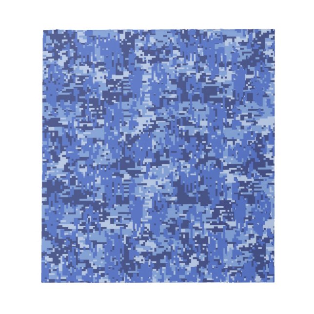 Bloco De Notas Marinho Blue Digital Pixels Texture Decor (Frente)