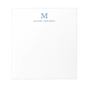 Bloco De Notas Marinho Clássico Moderno Na moda Azul Monograma in