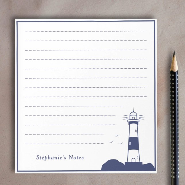 Bloco De Notas Marinho de farol azul (Lighthouse Navy Blue Notepad)