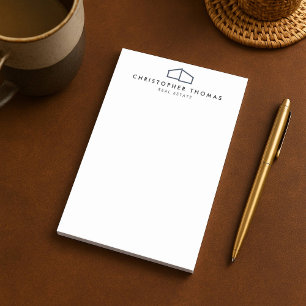 Bloco De Notas Marinho de logotipo doméstico moderno Imobiliário 