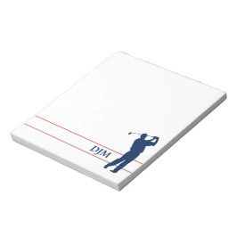 Bloco De Notas Marinho de Monogramas Golfer Azul