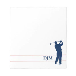 Bloco De Notas Marinho de Monogramas Golfer Azul