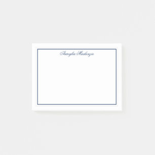 Bloco De Notas Marinho Elegante Chic, Azul e Branco Personalizado