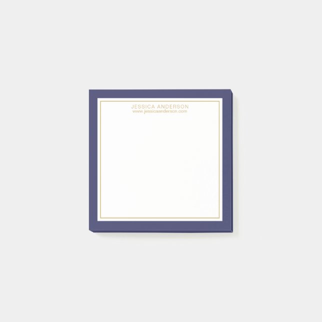 Bloco De Notas Marinho Elegante e moderno/Branco/Personalizado Do (Frente)