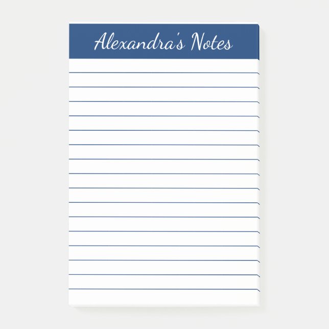 Bloco De Notas Marinho Elegante Simples Personalizado (Frente)