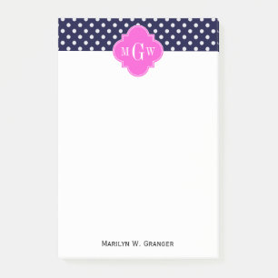 Bloco De Notas Marinho Quatrefoil Rosa Quente, Quente-Cor, Quente