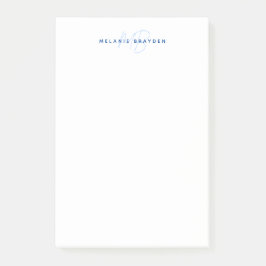 Bloco De Notas Marinho Simples - Mínimo Azul - Nome de Dois Monog