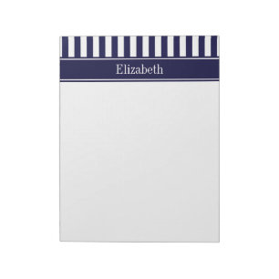 Bloco De Notas Marinho White Stripe Marinho Blue Ribbon Name Mono