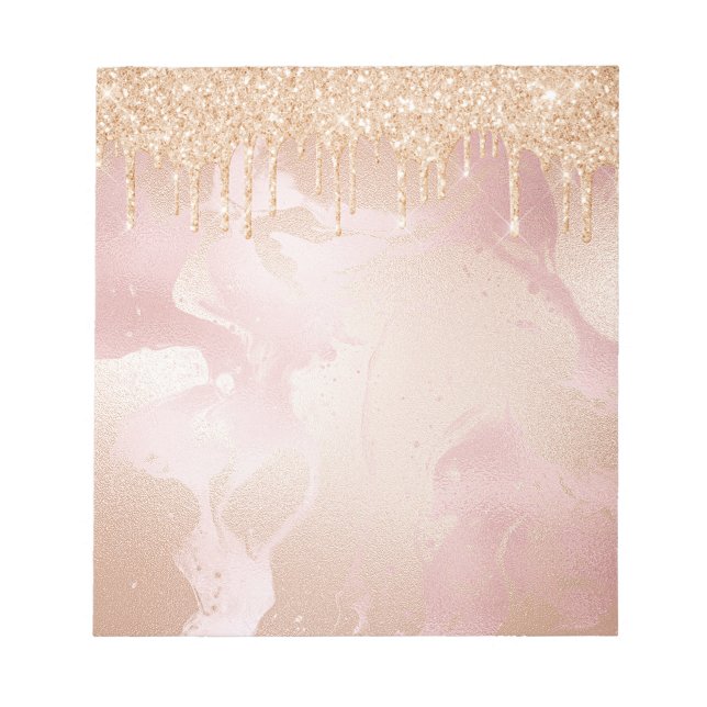 Bloco De Notas Mármaco de Blush Rosegold com Glitter Glitter Dour (Frente)