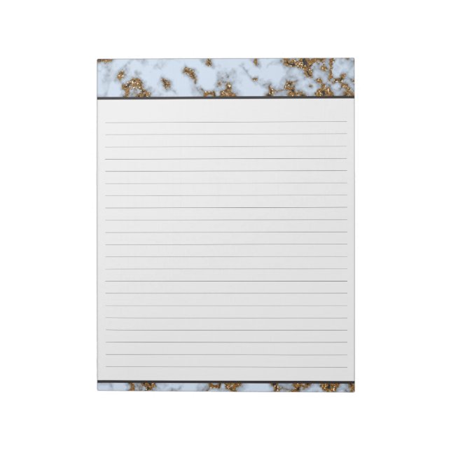 Bloco De Notas Mármore Azul Bebê com Dourada camada de incrustaçã (Invertido)