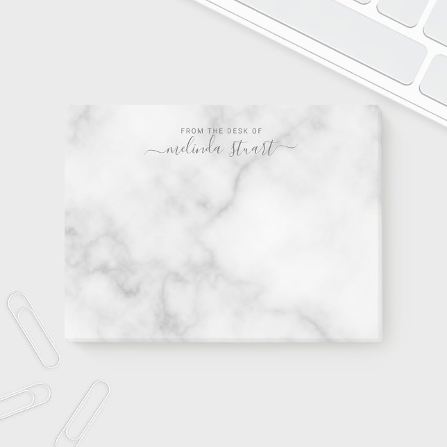 Bloco De Notas Mármore Branco de Script Moderno Profissional (Criador carregado)