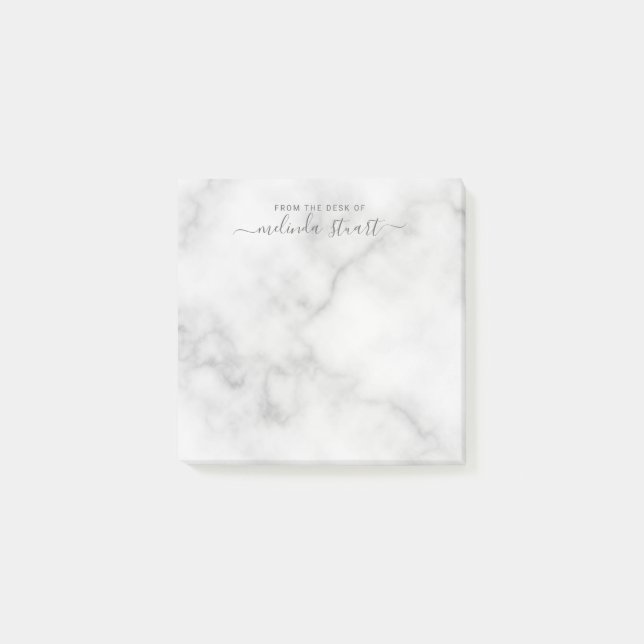 Bloco De Notas Mármore Branco de Script Moderno Profissional (Frente)