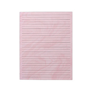 Bloco De Notas Mármore cor-de-rosa e linhas pretas de 8,5" x 11"
