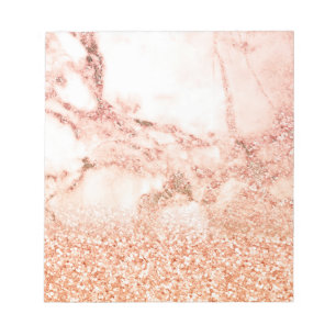 Bloco De Notas Mármore de glitter amarelo-rosa