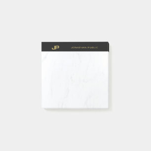 Bloco De Notas Mármore Dourado Preto do Monograma