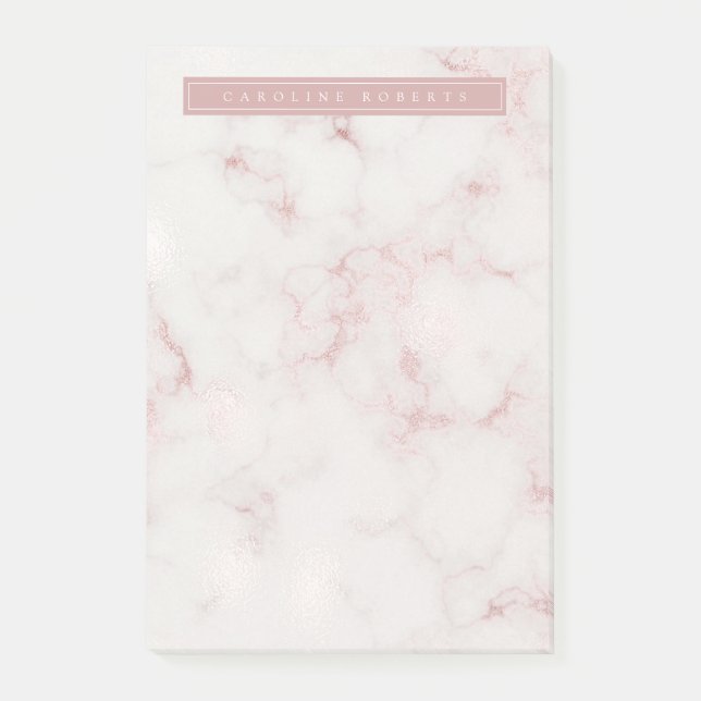 Bloco De Notas Mármore Dourado Rosado Moderno (Frente)