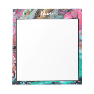 Bloco De Notas Mármore personalizado rosa e verde