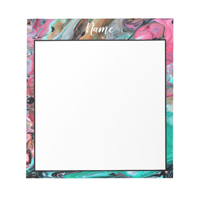 Bloco De Notas Mármore personalizado rosa e verde (Frente)
