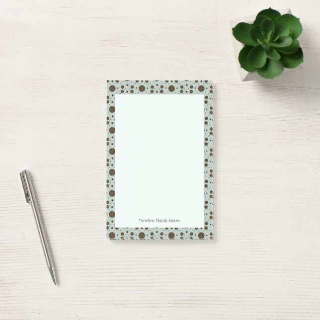 Bloco De Notas Marrom Escuro Micro Floral Verde Salvia (Escritótio)