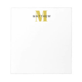 Bloco De Notas Masculina Inicial/Nome Monograma Preto e Dourado