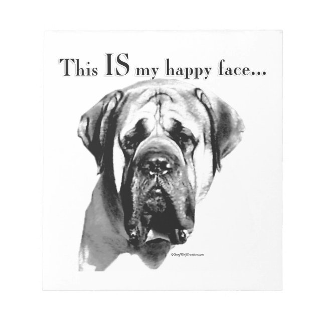 Bloco De Notas Mastiff Happy Face (Frente)