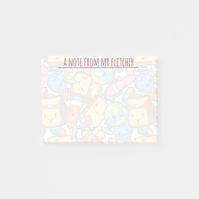 Bloco De Notas Materiais Escolares Personalizados com Padrão (Frente)