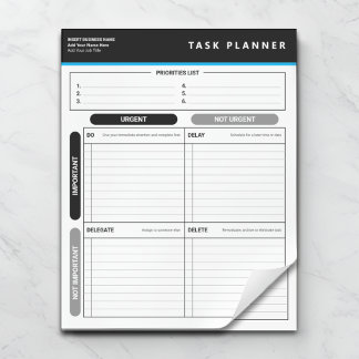 Bloco de Notas Matriz de Prioridade do Planejador