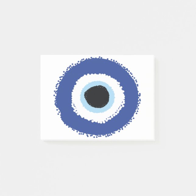 Bloco De Notas Mau Olho Artístico Azul Grego (Frente)
