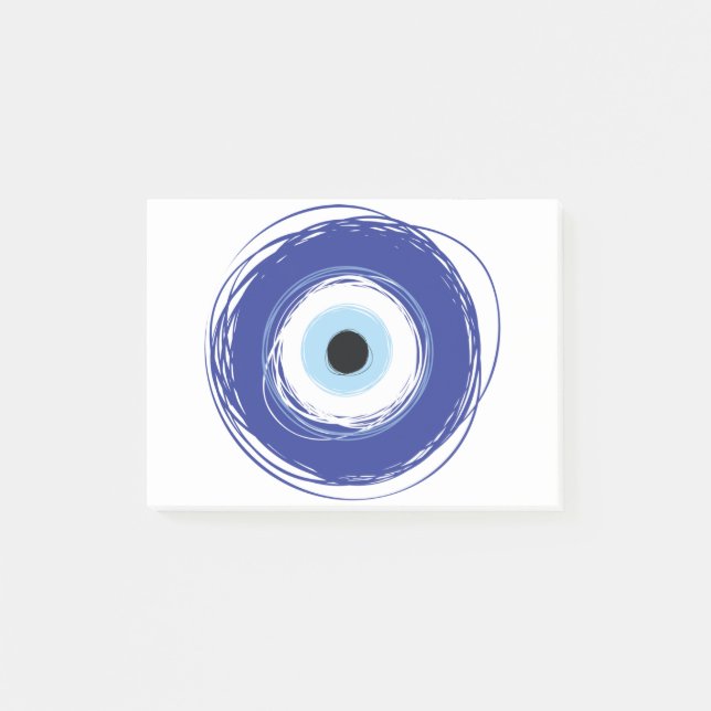 Bloco De Notas Mau Olho Artístico Azul Grego (Frente)