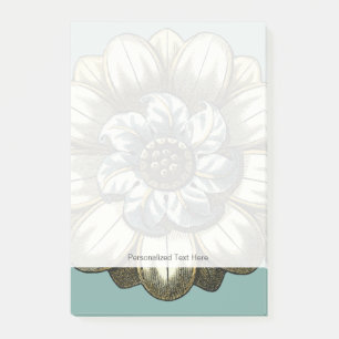 Bloco De Notas Medalha Floral Ornamentado sobre fundo azul claro