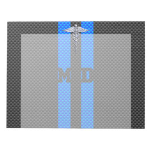 Bloco De Notas Médico MD Caduceus em Impressão de fibra de carb