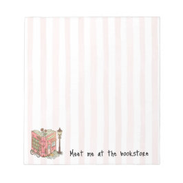Bloco De Notas Meet me at the bookstore Pink Stripes
