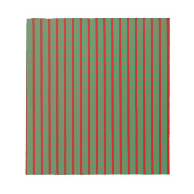 Bloco De Notas Meia de Natal Vermelho Verde sobre Vermelho Verde (Frente)